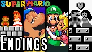 Super Mario ALL ENDINGS 19851995 SNES NES [upl. by Terle]