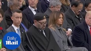 Donald Trump stares at King of Morocco during Armistice event [upl. by Touber505]