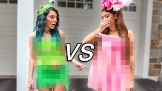 DIY Halloween Costume Challenge Sister VS Sister [upl. by Anilrats]