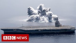 US warship tested with powerful explosion  BBC News [upl. by Ecneralc]