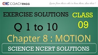 Motion Class 9  Exercise Solutions  NCERT  Ch 8  Q 1 2 3 4 5 6 7 8 9 10 [upl. by Hook]