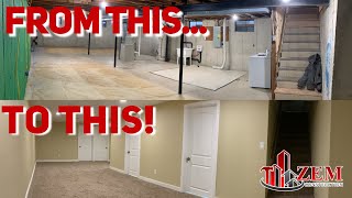 Basement Finishing From Scratch Remodel Time Lapse [upl. by Arama]