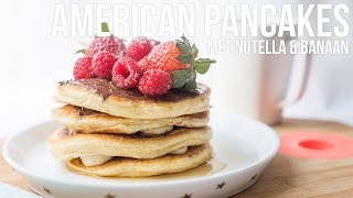 RECEPT American Pancakes met chocoladepasta amp banaan  OhMyFoodness [upl. by Selinski]