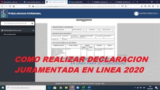 COMO REALIZAR DECLARACIÓN JURAMENTADA EN LÍNEA 2020 [upl. by Lorrimer]