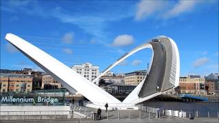 Tilting Opening Newcastle Gateshead Millennium Bridge  Elapsed time [upl. by Klockau]