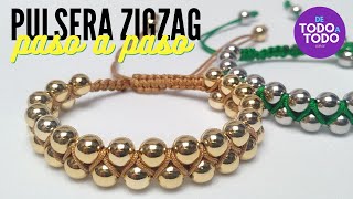 Cómo hacer una pulsera en ZIGZAG con balines o piedras [upl. by Amjan583]