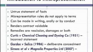 Misrepresentation Lecture 1 of 4 [upl. by Stambaugh]