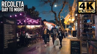 RECOLETA  BUENOS AIRES  VIDA NOCTURNA ✅ Virtual Walk Tour August 2022 4K [upl. by Just186]