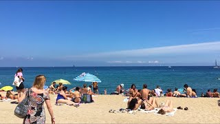 Spain Beach Walk  Platja de la Barceloneta on San Juan Day 2021 Barcelona [upl. by Hephzibah131]