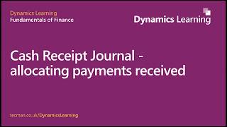 Cash Receipt Journal  Allocate Payments [upl. by Cohlier285]