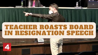 Grosse Pointe teacher roasts board of education in intense resignation speech [upl. by Imotih]