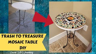 Trash to Treasure DIY Mosaic Table Tutorial [upl. by Fugazy667]