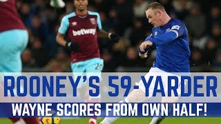 ROONEY SCORES FROM HIS OWN HALF 59YARD STRIKE V WEST HAM [upl. by Grey]