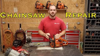 From Train Wreck To Running Repairing A Husqvarna 445 Chainsaw [upl. by Ossie]