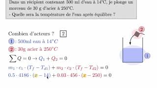 Calorimétrie  exemple déquilibre thermique [upl. by Kliman]