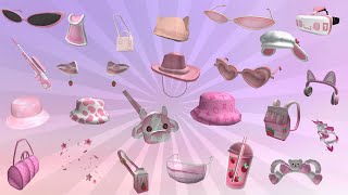 Codes for 40 cute aesthetic pink accessories roblox BLOXBURG and Brookhaven [upl. by Anirol]