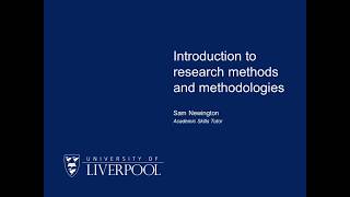 Introduction to research methods and methodologies [upl. by Samuele815]