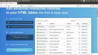 Creating a Searchable Sortable HTML Table using DataTables Plugin for Jquery [upl. by Kay]