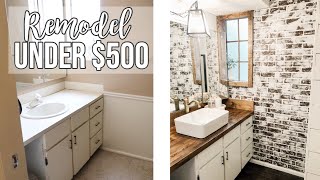 BATHROOM REMODEL UNDER 500 🔨 [upl. by Gardell188]