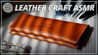 Making a handmade leather pen case  Leathercraft DIY [upl. by Ahearn]