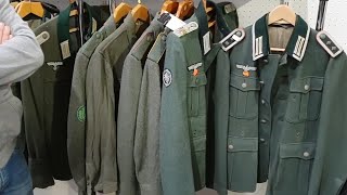 Nazi WW2 uniform and headgear on Kassel military antiques show18 [upl. by Enelrihs]