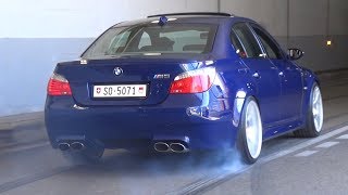 BMW M5 E60 with Eisenmann Race Exhaust  LOUD V10 Sound amp Burnouts [upl. by Godiva478]