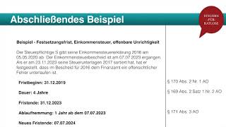 Abgabenordnung Festsetzungsfrist bestimmen  Steuern für Ratlose [upl. by Jeremie]