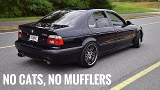 Straight piped BMW E39 M5 exhaust  LOUD [upl. by Ahsaya941]