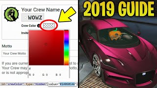 GTA Online  UPDATED 2019 Custom Modded Crew Colors Guide Tutorial [upl. by Olimreh728]