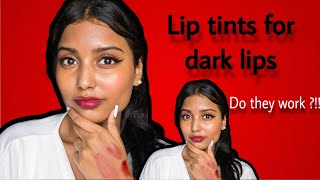 Lip tints for dark lips  Longlasting lip tints on dark lips  faceshop  etude house  Tutumitha [upl. by Enovahs88]