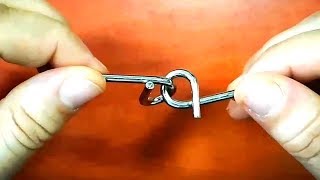 Metal Wire Puzzle Solution P Shape Ring IQ Brain Teaser [upl. by Hafital615]