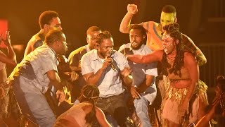 Kendrick Lamar Does INSANE Performance of ‘The Blacker the Berry’ amp ‘Alright’ at Grammys 2016 [upl. by Bosson]