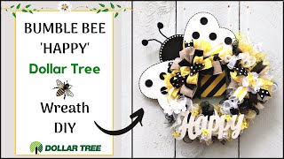 DIY Dollar Tree Bee Wreath  Bumble Bee Wreath Decor Step by Step Bumblebee Wreath diy Tutorial [upl. by Chap]