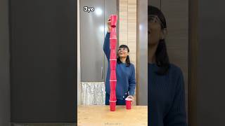 Cup Tower Challenge 😱 [upl. by Annanhoj]