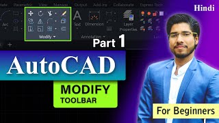 AutoCAD Tutorial for Beginners  Modify Toolbar Explained in Hindi  Part 1 [upl. by Alyson]