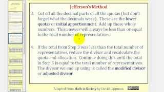 Apportionment Jeffersons Method [upl. by Yecak720]