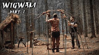 Building a Wigwam with Natural Materials  Bushcraft Shelter PART 1 [upl. by Holofernes110]