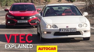 Honda Integra Type R meets 2019 Civic Type R  VTEC explained  Autocar Heroes [upl. by Bille]