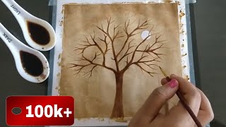 Easy coffee painting for beginner  Simple coffee Art [upl. by Eilesor71]