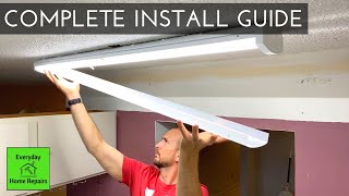 How To Install A New LED Kitchen Ceiling Light  4 Foot Flush Mount [upl. by Rodriguez422]