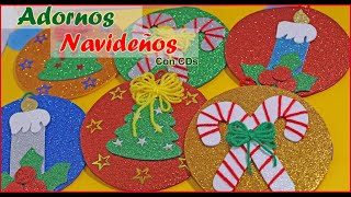 Cómo Hacer Adornos Navideños con CDs Christmas Ornaments Made with CDs DIY Simple y Creativo [upl. by Candis588]